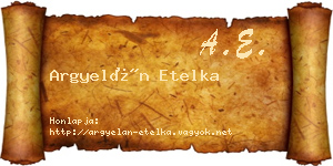 Argyelán Etelka névjegykártya